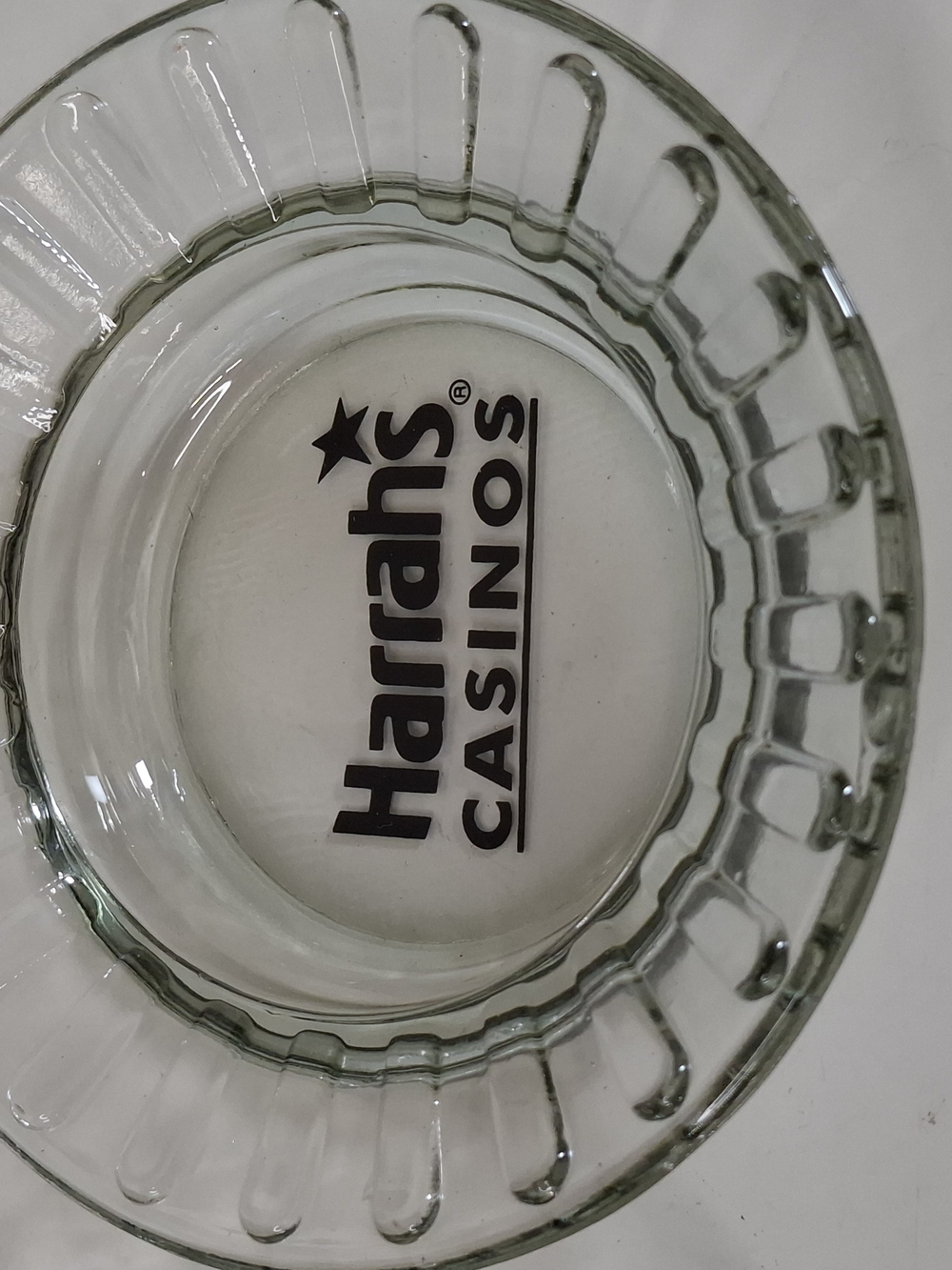 Vintage Harrahs Casinos Clear Glass Ashtrays